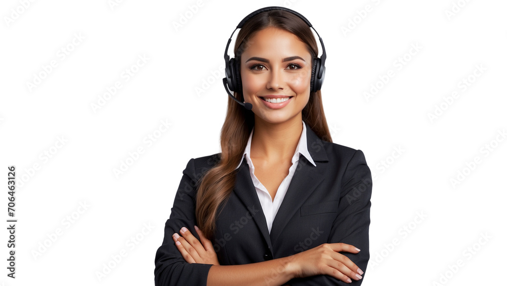 © F U T U R O - Portrait of a happy call center woman arms crossed isolated on a transparent background for consulting. Smile, customer support or service career with a young employee on PNG for telemarketing © F U T U R O - Portrait of a happy call center woman arms crossed isolated on a transparent background for consulting. Smile, customer support or service career with a young employee on PNG for telemarketing