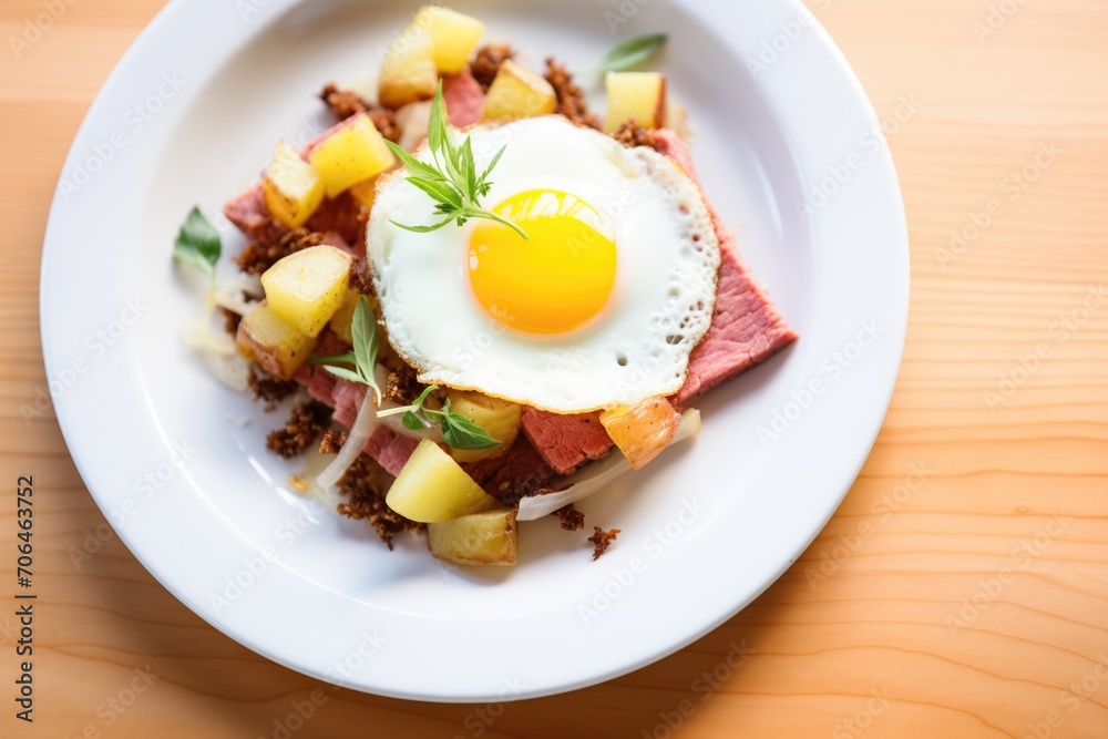 corned beef hash with sunny-side-up egg corned beef hash with sunny-side-up egg