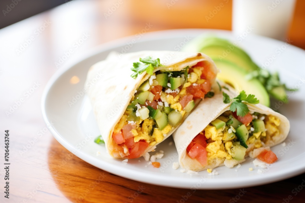 breakfast burrito with eggs, cheese, and salsa breakfast burrito with eggs, cheese, and salsa