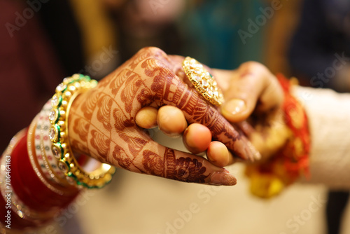 Closeup of bride hand in groom hand, bonding and togetherness concept