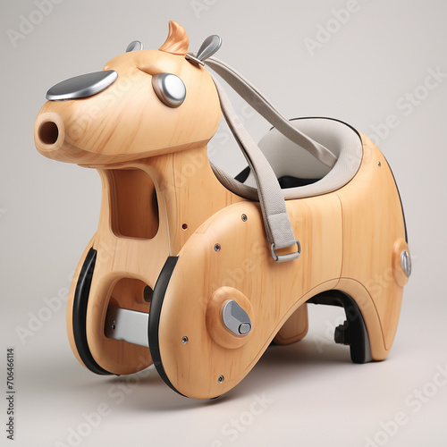 Sketch a rideable smart kid's wooden horse photo