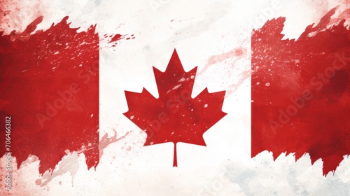 Grunge flag of Canada with paint splashes. National holiday template background.
