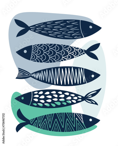 Abstract fish with modern design. Vector illustration