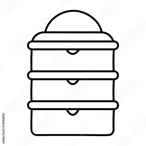 stackable food storage concept, Insulated Tiffin Box vector icon design, Camping and outdoor symbol, extreme sports equipment sign, Backpack and Adventure travel  elements stock illustration 