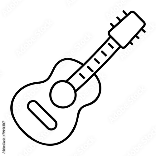 guitar with nylon string concept, Composite chordophone vector icon design, Camping and outdoor symbol, extreme sport equipment sign, Backpack and Adventure travel  element stock illustration