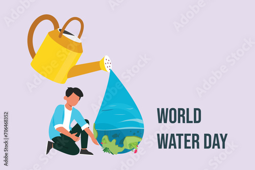 World water day concept. Colored flat vector illustration isolated.