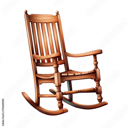 Wooden Rocking Chair on transparent background