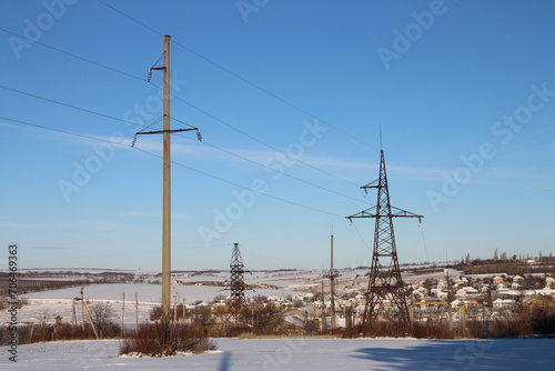 Power lines in the snow
