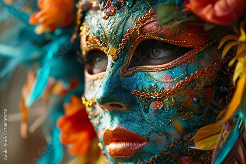 Mysterious Beauty in Venetian Carnival Mask. Generative ai