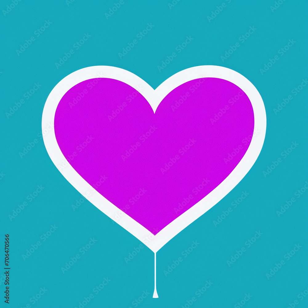 A painted heart on a blue background.