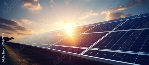 Solar panels emit dazzling sunlight, benefiting the environment.