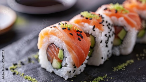 photo traditional fresh japanese sushi rolls 
