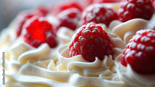 Fresh Raspberries on Whipped Cream Topping