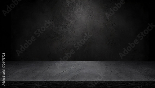 A minimalist dark concrete stage with a textured concrete backdrop, showcasing a grunge aesthetic. ideal for product displays, presentations, or digital backgrounds.