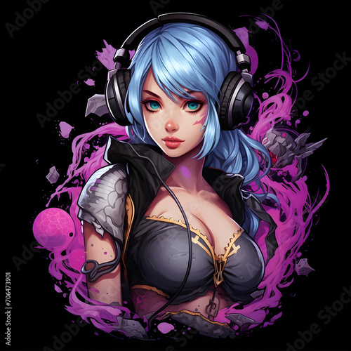  Gamer Streamer Girl Cartoon AI Artwork