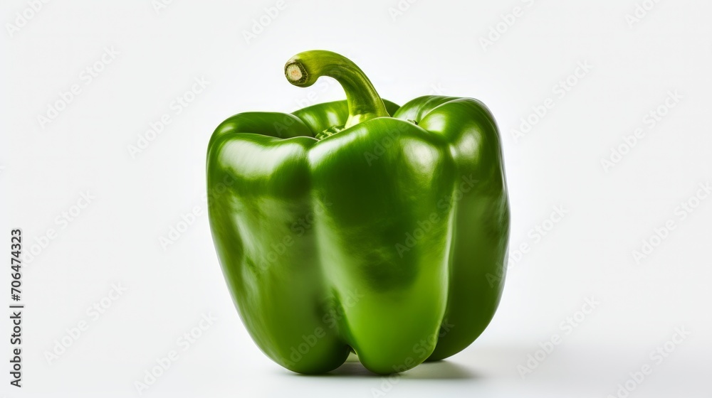Green pepper on white background. Neural network AI generated art Green pepper on white background. Neural network AI generated art