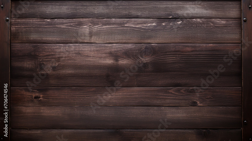 Texture of dark old wood. Charred and burnt old Board with knots. Wide burned board texture close-up, panoramic banner.