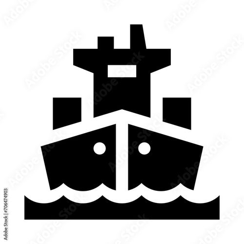 Cargo Container Ship Solid Icon