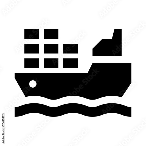 Cargo Container Ship Solid Icon