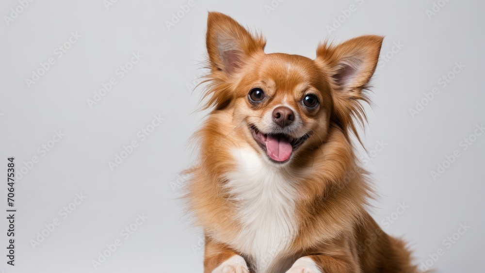 Portrait of red chihuahua dog on grey background Portrait of red chihuahua dog on grey background