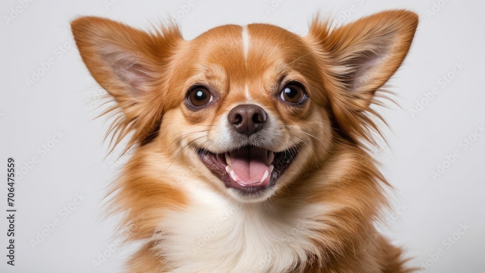 Portrait of red chihuahua dog on grey background Portrait of red chihuahua dog on grey background