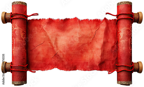 Chinese blank red couplets scroll illustration PNG element cut out transparent isolated on white background ,PNG file ,artwork graphic design. photo