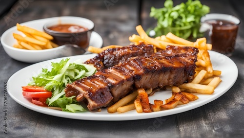 grilled pork ribs with vegetables