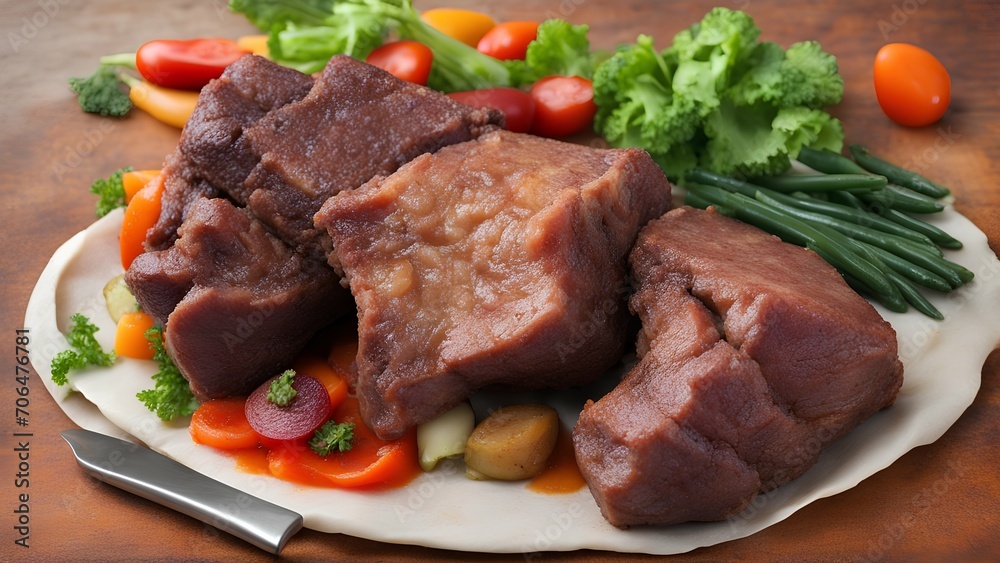 grilled steak with vegetables