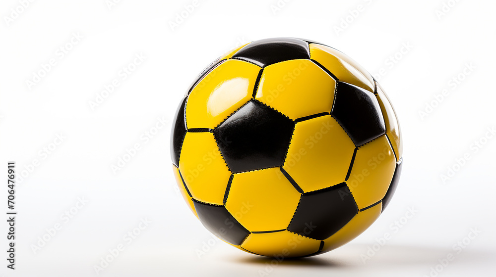 Yellow and black color soccer ball isolated on white background Yellow and black color soccer ball isolated on white background