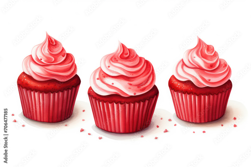 Delicious Cupcakes with Sweet Buttercream Frosting on a Pink Background Delicious Cupcakes with Sweet Buttercream Frosting on a Pink Background