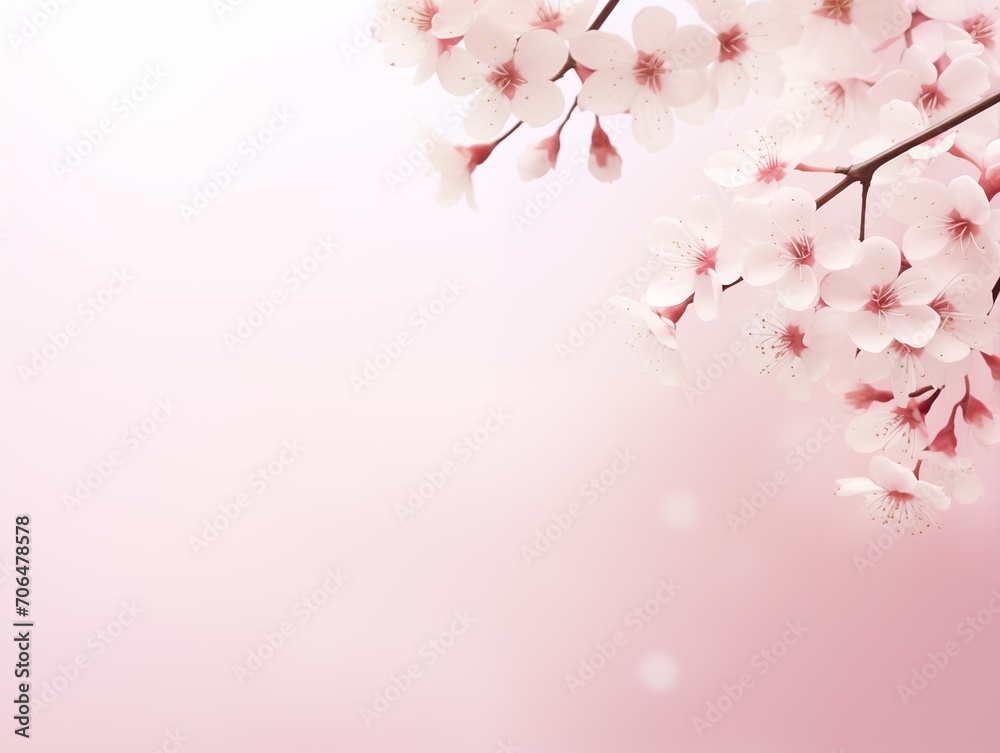 Fototapeta premium Pastel pink background, subtle natural floral pattern, apple flowers wallpaper 