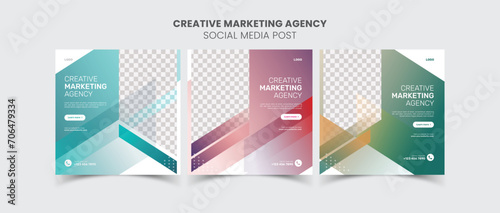 Creative marketing digital agency for social media post template