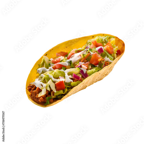 Traditional Mexican tacos with meat and vegetables isolated on png background