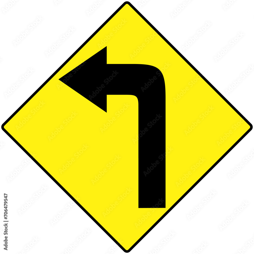 yellow sign isolated, Turn left only traffic sign vector illustration - label, warning,sign,symbol, icon yellow sign isolated, Turn left only traffic sign vector illustration - label, warning,sign,symbol, icon
