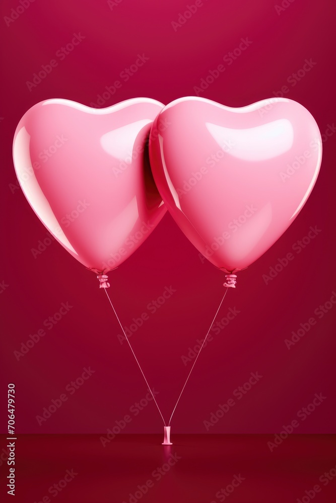 heart shaped paper banner on pink background, generative ai