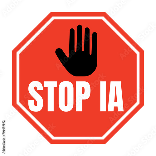 Stop AI artificial intelligence symbol icon called stop IA intelligence artificielle in French language