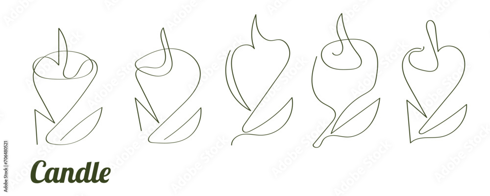 candles lineart set on a white background vector illustration candles lineart set on a white background vector illustration
