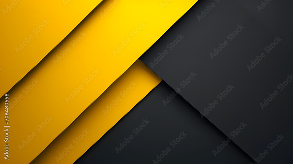 Yellow black shapeless flat abstract technology business background with stripes cubes - obrazy, fototapety, plakaty 