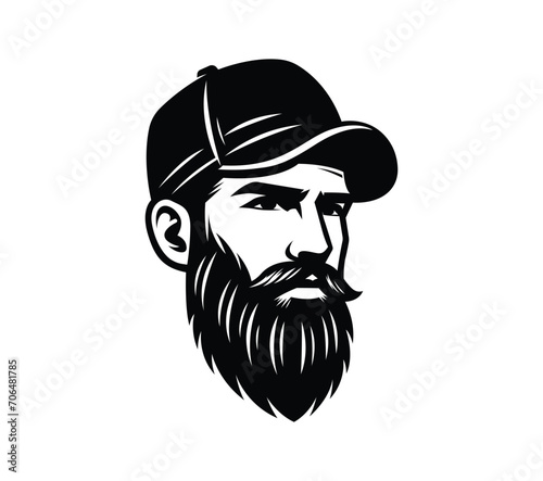 Beard Man Wearing Cap Vector