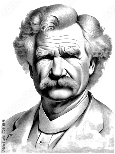 Mark Twain portrait, generative AI	
 photo
