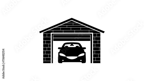 Car garage symbol, black isolated silhouette