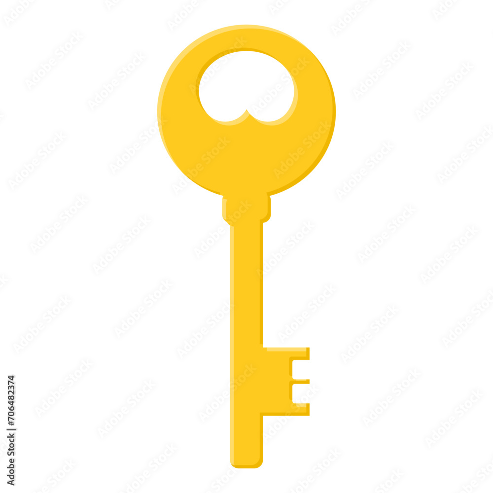 Golden key isolated on white background. Cartoon style. Vector illustration for any design. Golden key isolated on white background. Cartoon style. Vector illustration for any design.