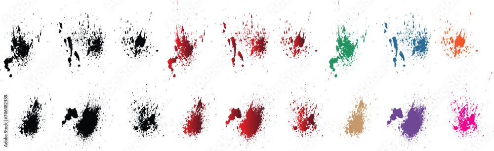 Brushstroke bloody handprint isolated orange, purple, red, wheat, black, green color paint ink vector banner background