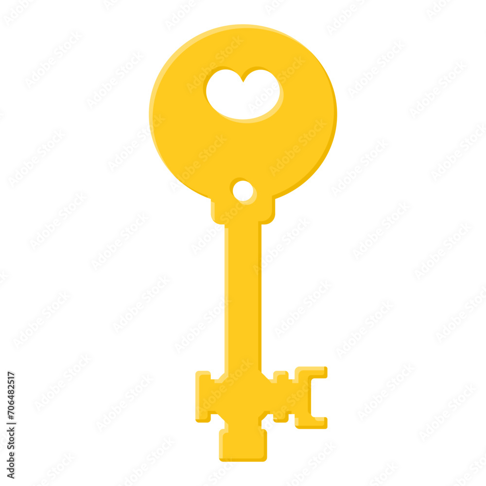 Yellow key isolated on white background. Cartoon style. Vector illustration for any design. Yellow key isolated on white background. Cartoon style. Vector illustration for any design.