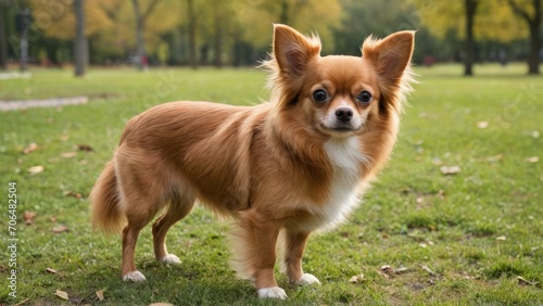 Red chihuahua dog in the park