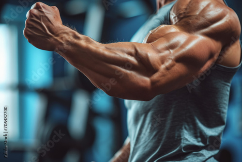 Muscular Bicep Close-Up - Fitness Motivation Image, Ideal for Gym Promotion and Health Lifestyle Advertising