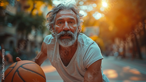 Older pensioners are actively involved in sports, playing basketball © Migma_Agency