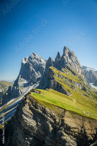 The world famous peaks of Seceda in the Italian Dolomites