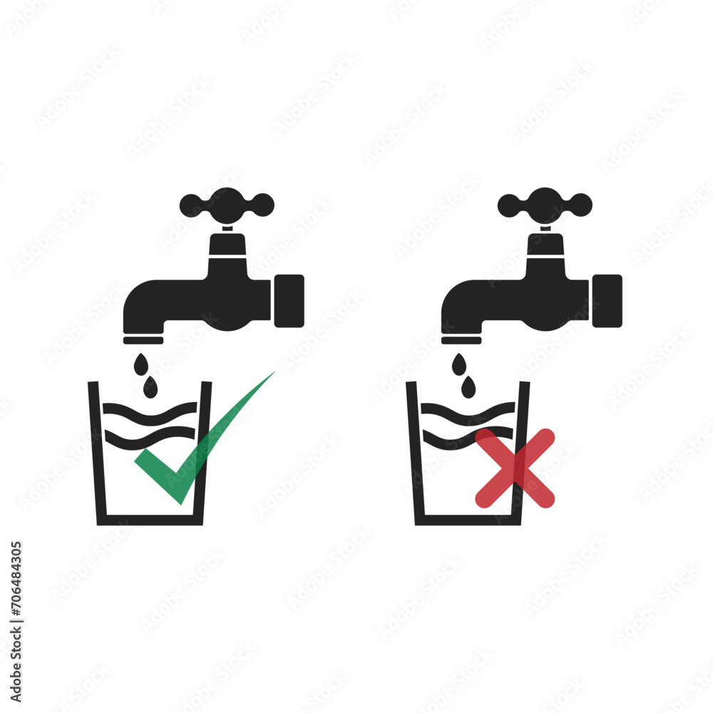 Bundle set of pictogram sign save to drink water and prohibition do not