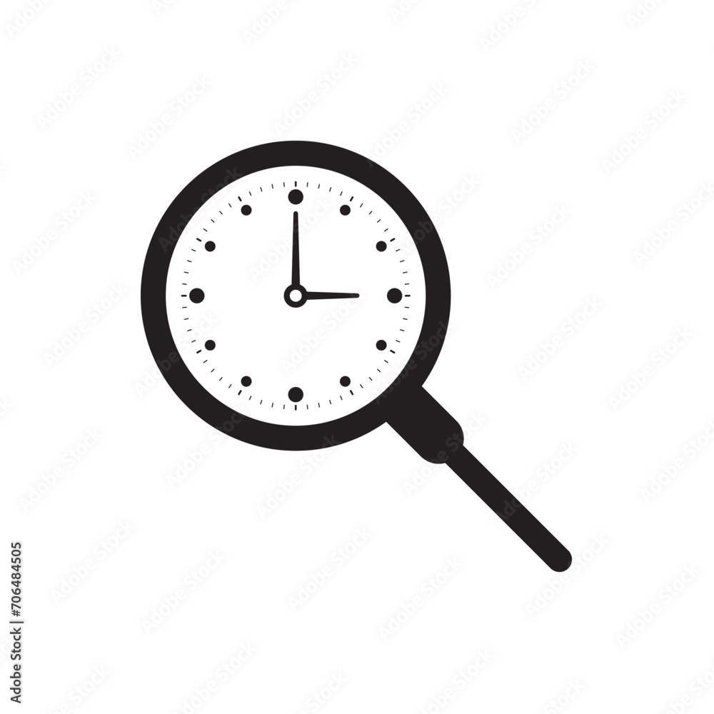 vector magnifying glass and clock vector magnifying glass and clock